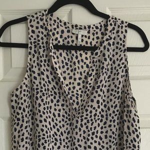 Joie Silk Top, Leopard Cream/Navy, Sz. M
